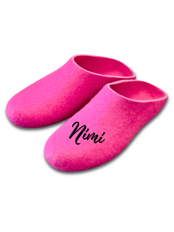 Nimikoidut huopatossut, pistokas - pinkki